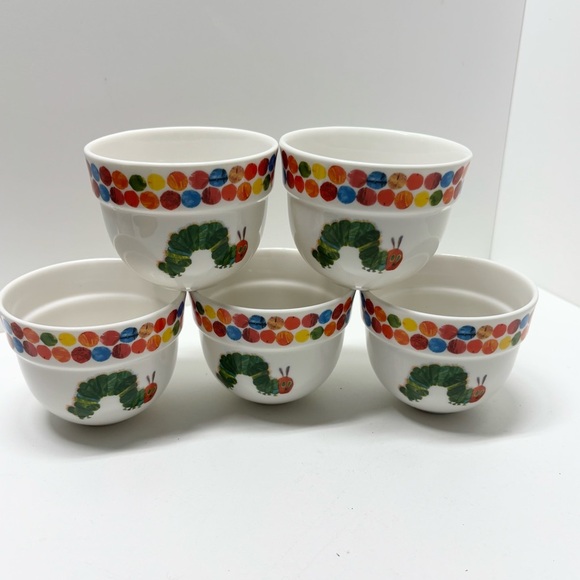 Set of 5 Eric Carle Portmeirion The Very Hungry Caterpillar ceramic bowls - Picture 1 of 9
